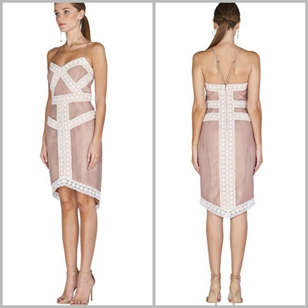Adelyn Rae Dusty Rose Lace-Trim Midi Dress